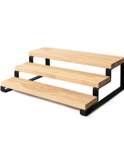 شلف رومیزی لازا مدل چوبی پله ای سه طبقه KT-SP-05-03-WD