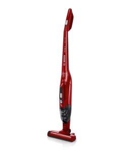 جارو شارژی عصایی بوش مدل BBHF214R با باتری لیتیوم-یون 14.4 ولت، قابلیت 2in1 پایه‌دار و دستی، وزن سبک 2.4 کیلوگرم، ظرفیت مخزن 0.4 لیتر و زمان شارژ سریع 5 دقیقه، مناسب نظافت فرش، مبلمان و خودرو