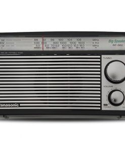 رادیو پاناسونیک مدل RF-562D با قابلیت دریافت امواج FM، MW و SW، جستجوی دستی، بلندگوی 8 سانتی متری و حداکثر قدرت خروجی 800 میلی وات، مناسب برای سفر و اوقات فراغت، نیازمند 2 باتری R20 و دارای جک 3.5 میلی متری برای اتصال هدفون
