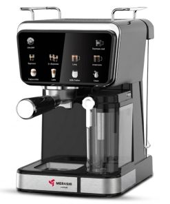 اسپرسو ساز خانگی 1.5 لیتری مباشی مدل ME-ECM2505، نیمه اتوماتیک با مصرف پودر قهوه، مناسب تهیه اسپرسو، لانگو، کاپوچینو، امریکانو و کافه لاته، دارای یک عدد نازل قهوه، تنظیم میزان بخاردهی