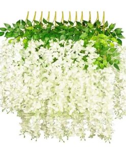 گل مصنوعی آویز شکوفه ویستریا بسته 12 عددی طول 100 سانتی‌متر وزن 600 گرم مناسب تزئینات دکوراتیو و فضای داخلی